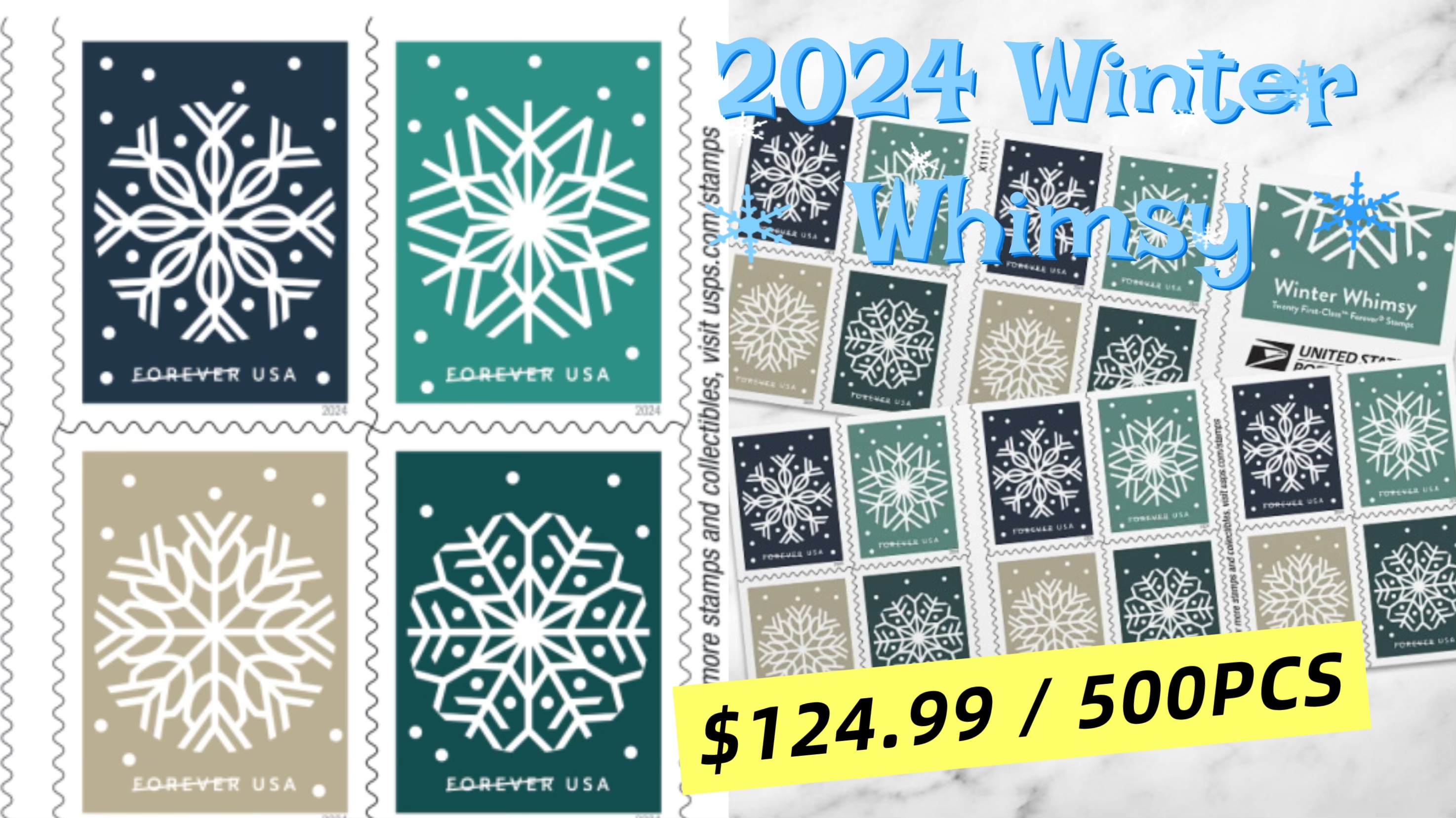 2024 Winter Whimsy Stamps 500pcs | Forever Stamps US Postage Stamps