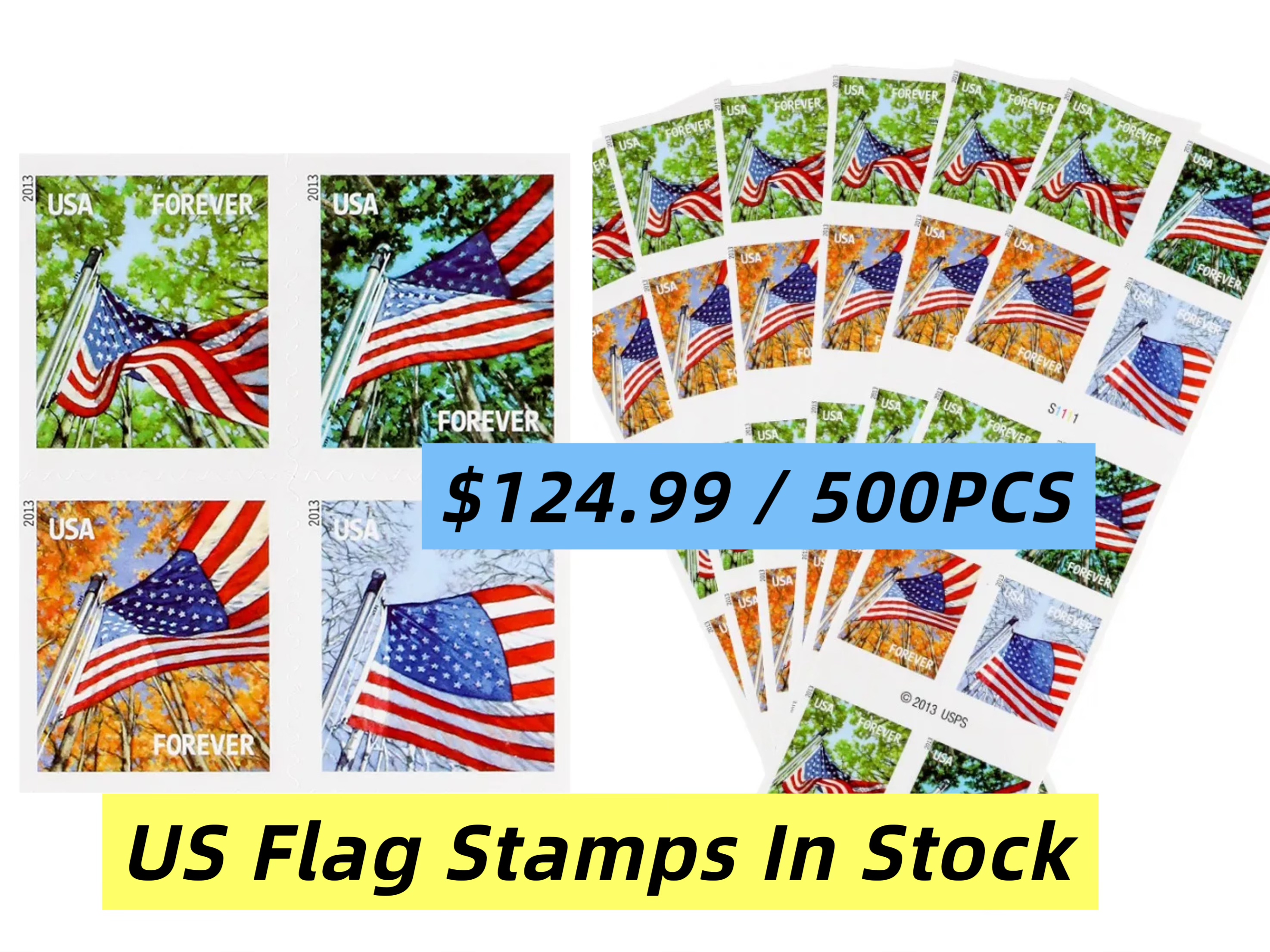 2013 A Flag for All Seasons books 500pcs | Forever Stamps US Postage Stamps