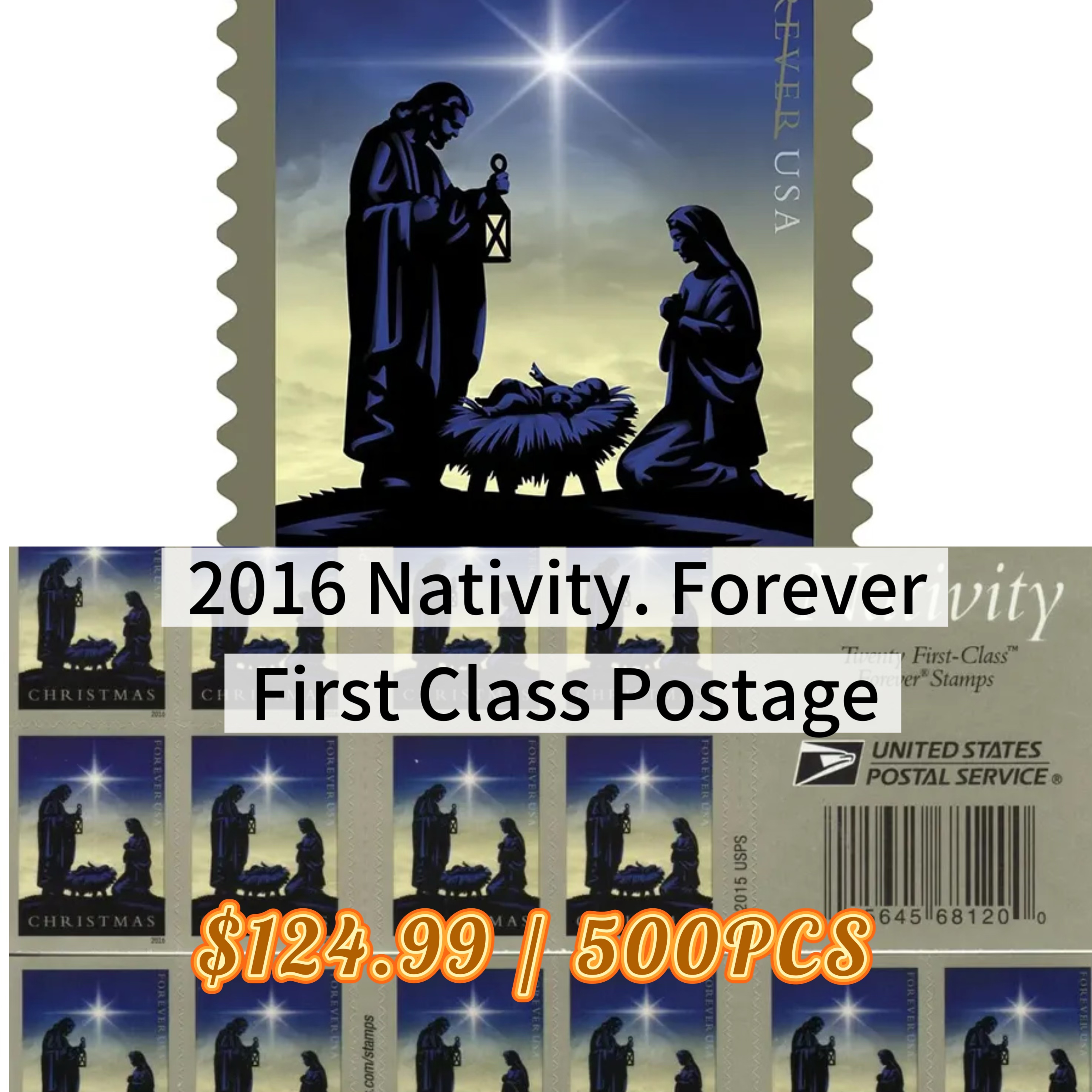 2016 Nativity. Forever First Class Postage Stamp U.S. Holy Family Holiday Christmas 500pcs | Forever Stamps US Postage Stamps