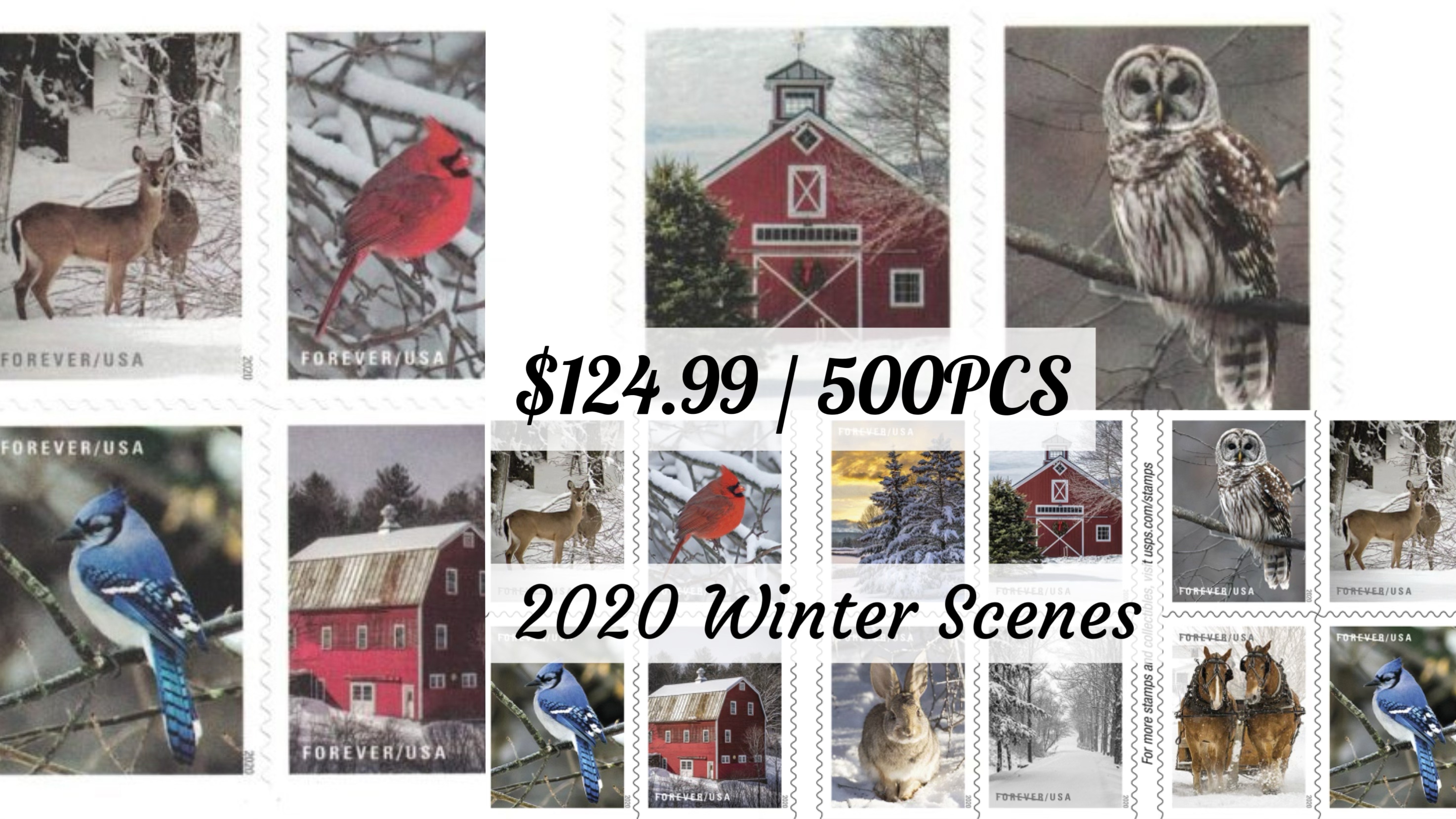 2020 Winter Scenes stamps 500pcs | Forever Stamps US Postage Stamps
