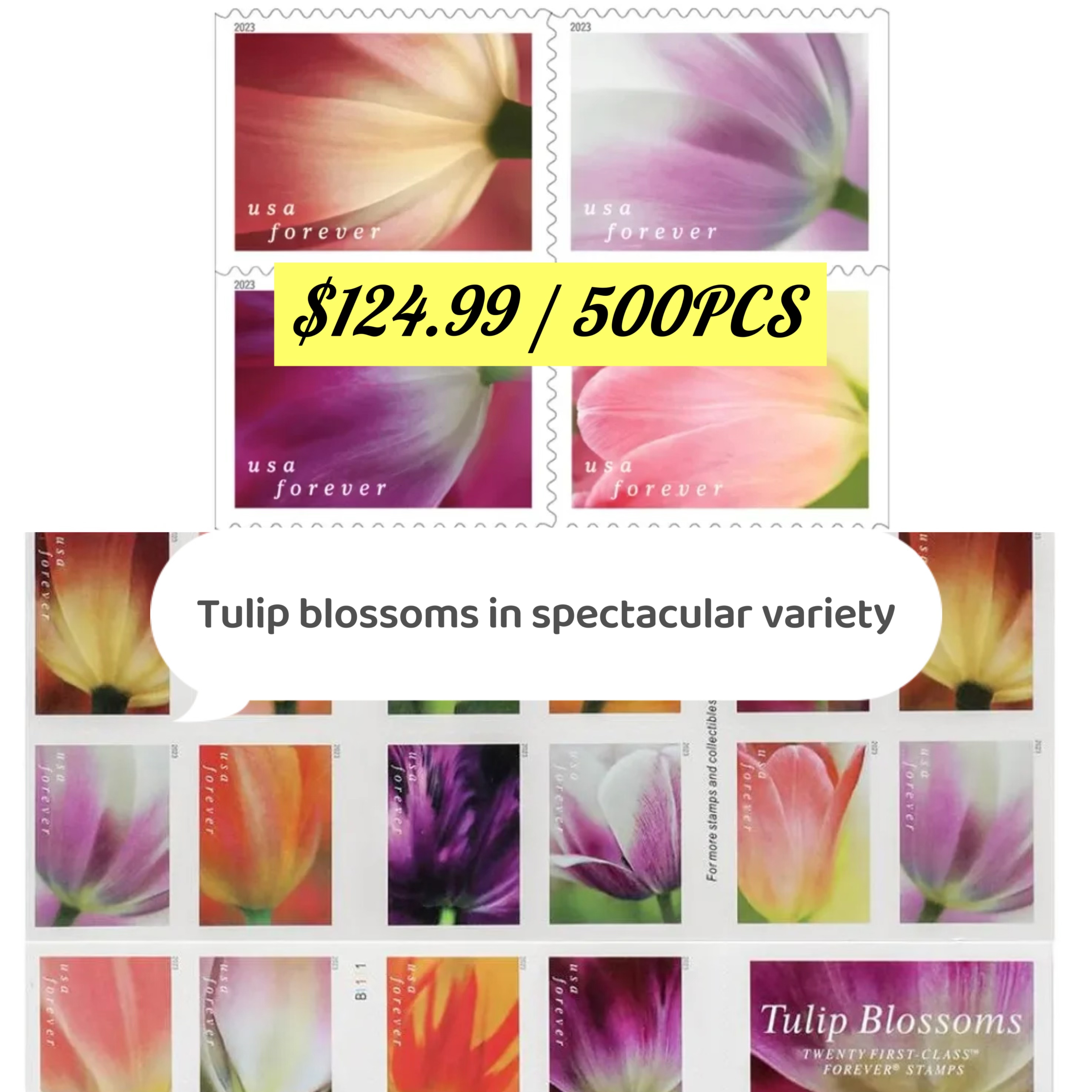 2023 Tulip Blossoms 500pcs | Forever Stamps US Postage Stamps