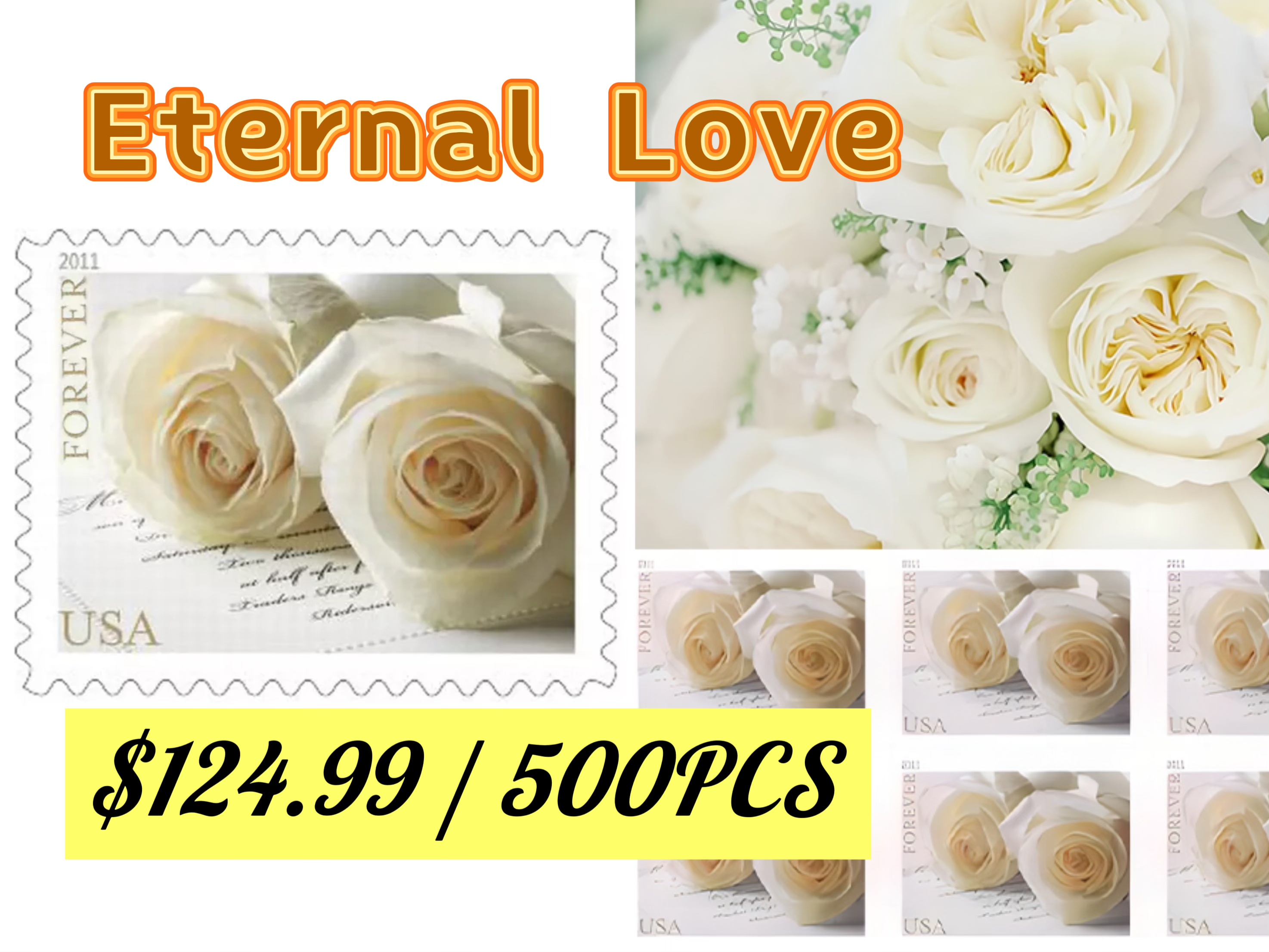 2011 Wedding Roses Commemorative stamps 500pcs | Forever Stamps US Postage Stamps