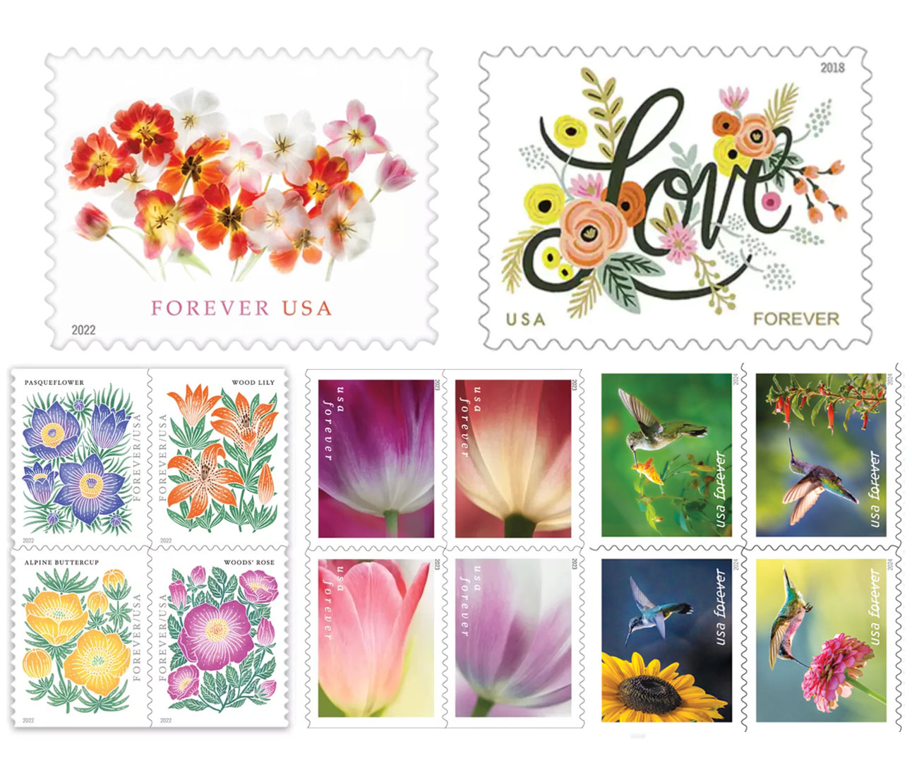 Big Sales!  Flower Bouquet Collection Stamps,500 Pcs | Forever Stamps US Postage Stamps