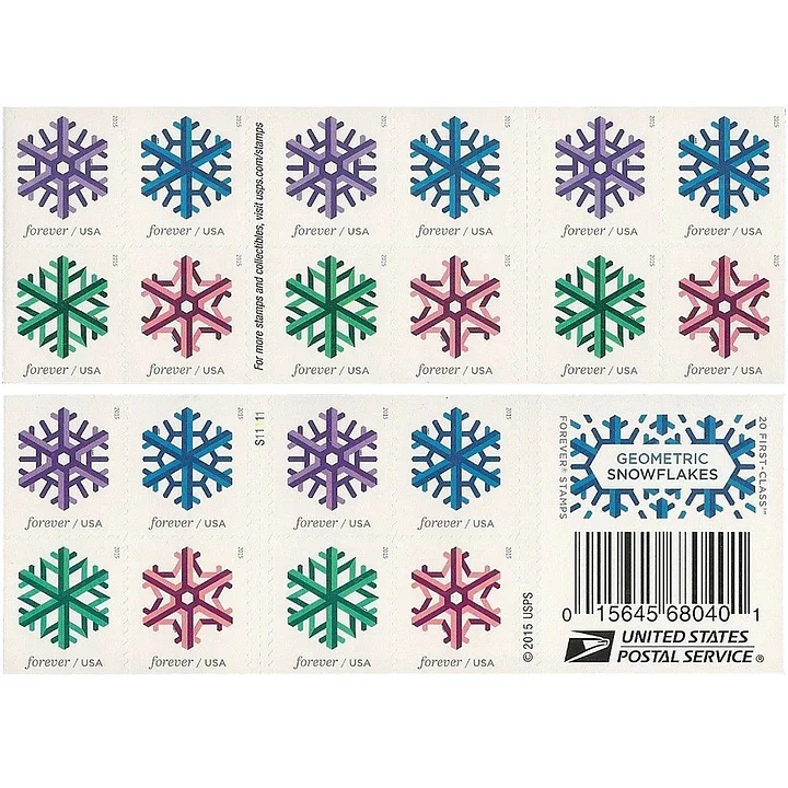 2015 Geometric Snowflake stamps | Forever Stamps US Postage Stamps