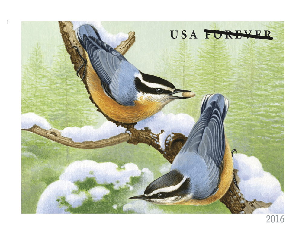2016 Forever Stamps Songbirds In Snow | Forever Stamps US Postage Stamps
